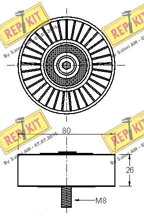 Deflection/Guide Pulley, V-ribbed belt