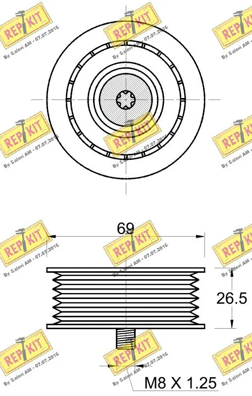 Deflection/Guide Pulley, V-ribbed belt
