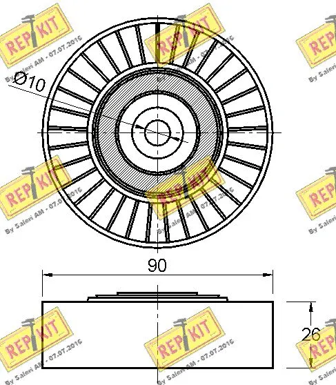Deflection/Guide Pulley, V-ribbed belt