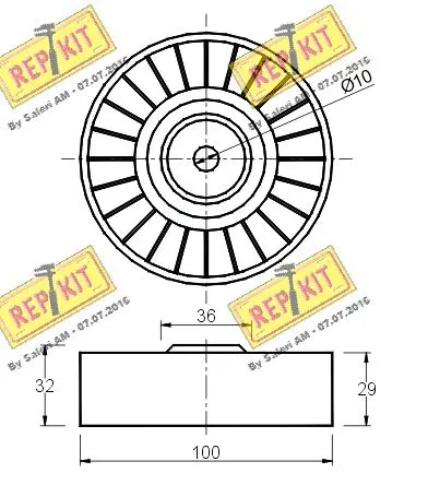 Deflection/Guide Pulley, V-ribbed belt