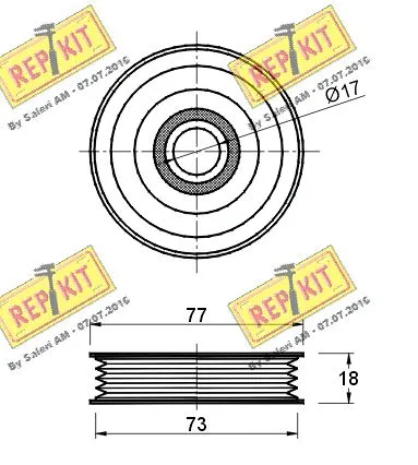 Deflection/Guide Pulley, V-ribbed belt