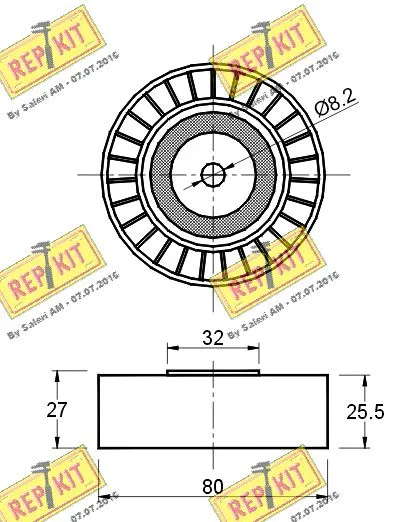 Deflection/Guide Pulley, V-ribbed belt