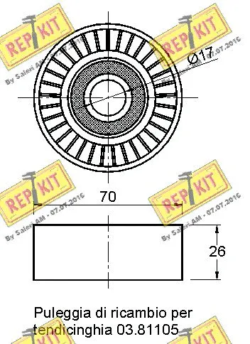 Deflection/Guide Pulley, V-ribbed belt