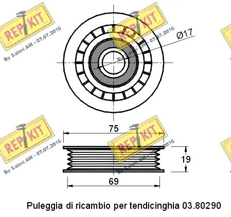 Deflection/Guide Pulley, V-ribbed belt