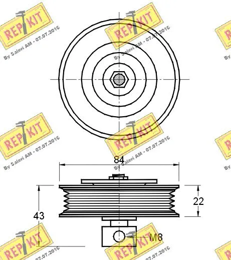 Deflection/Guide Pulley, V-ribbed belt