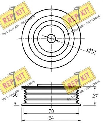 Deflection/Guide Pulley, V-ribbed belt