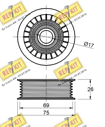 Deflection/Guide Pulley, V-ribbed belt