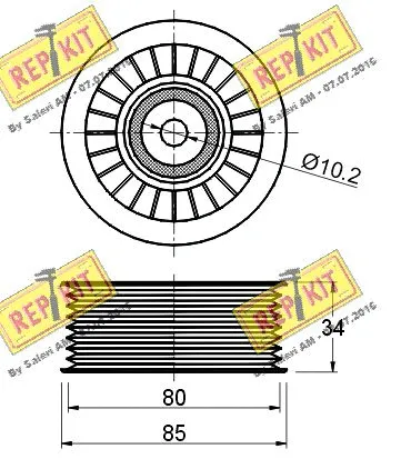 Deflection/Guide Pulley, V-ribbed belt