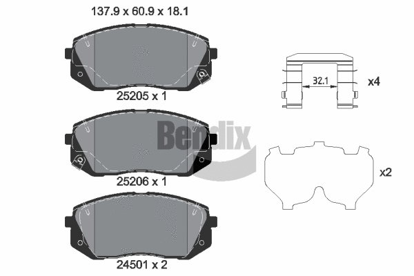 Brake Pad Set, disc brake (BPD1605)