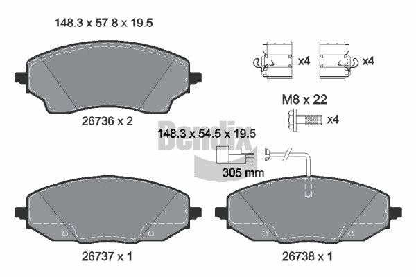 Brake Pad Set, disc brake (BPD2545)