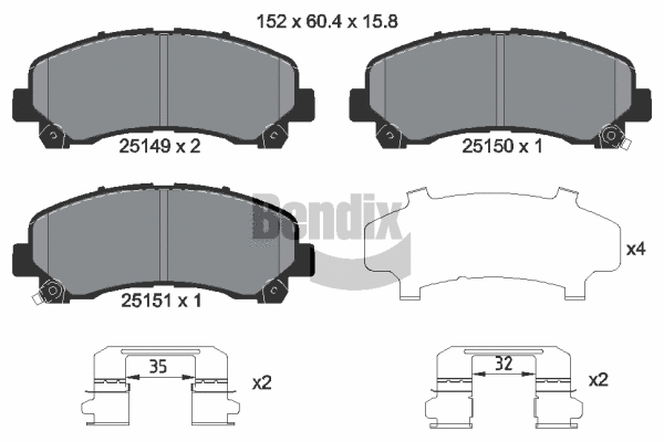 Brake Pad Set, disc brake (BPD1444)