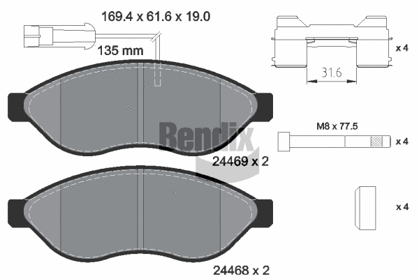 Brake Pad Set, disc brake (BPD1040)