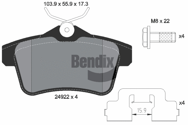 Brake Pad Set, disc brake (BPD1086)