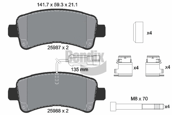 Brake Pad Set, disc brake (BPD1584)