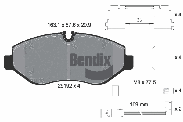 Brake Pad Set, disc brake (BPD1008)