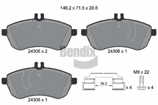 Brake Pad Set, disc brake (BPD1045)