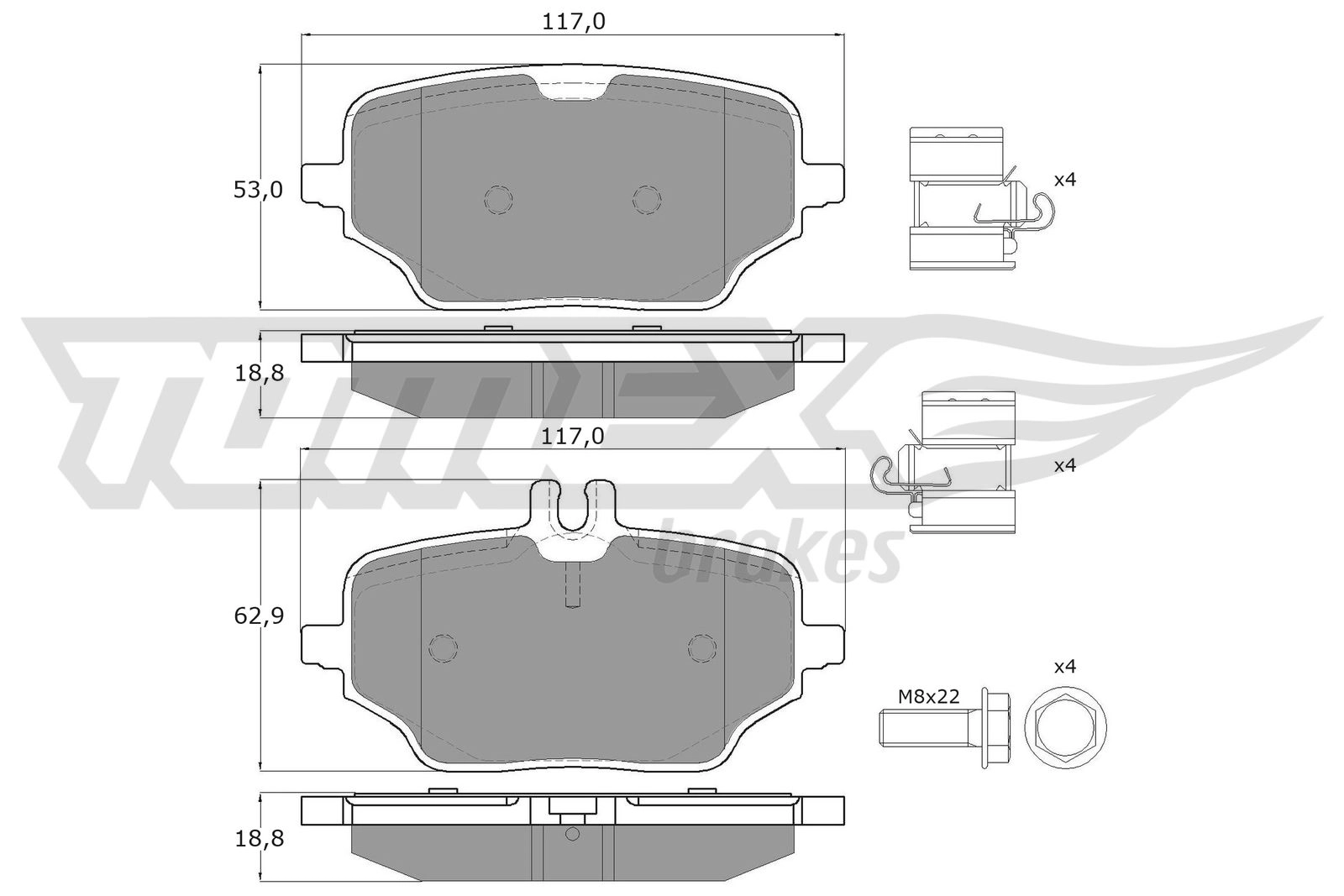 Brake Pad Set, disc brake (TX 60-22)