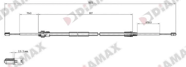 Cable Pull, parking brake (AA3030)