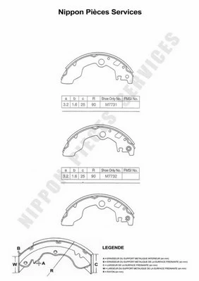 Brake Shoe Set (S350U16)