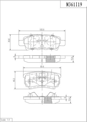Brake Pad Set, disc brake (M361I19)