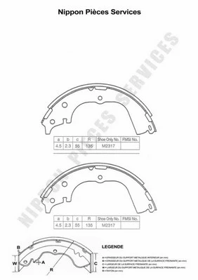 Brake Shoe Set (D350U16)