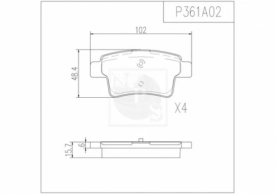 Brake Pad Set, disc brake (P361A02)