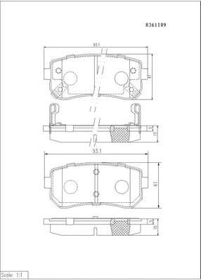 Brake Pad Set, disc brake (H361I09)