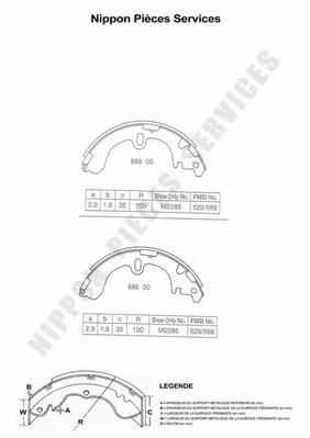 Brake Shoe Set (T350A01)