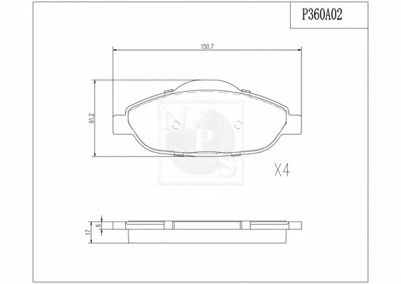 Brake Pad Set, disc brake (P360A02)