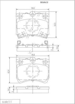 Brake Pad Set, disc brake (M360A32)