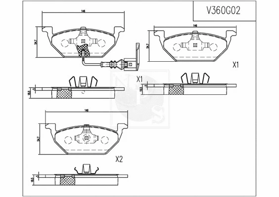 Brake Pad Set, disc brake (V360G02)