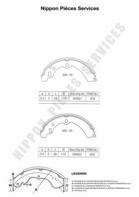 Brake Shoe Set (S350I10)