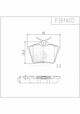 Brake Pad Set, disc brake (P361A03)