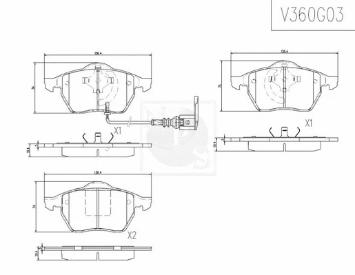 Brake Pad Set, disc brake (V360G03)