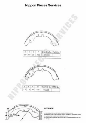 Brake Shoe Set (D350U20)