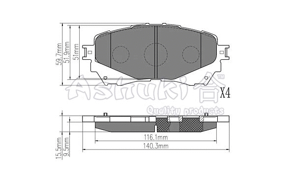 Brake Pad Set, disc brake (M050-45)