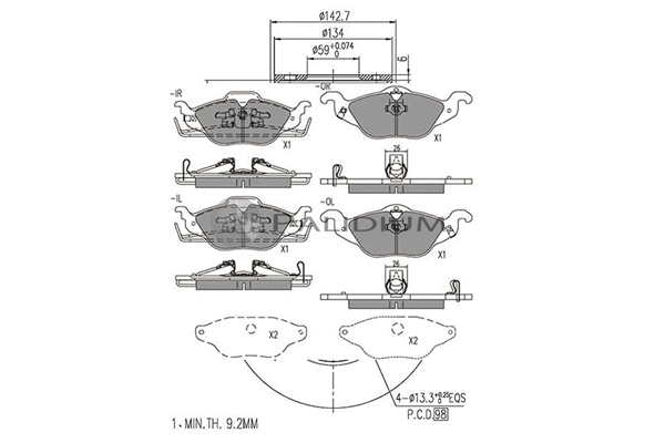 Brake Pad Set, disc brake (P1-1011)
