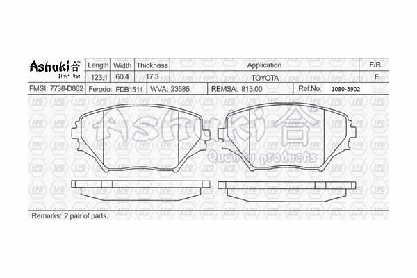 Brake Pad Set, disc brake (1080-5902)