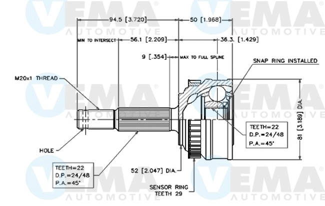 Joint Kit, drive shaft (18221)