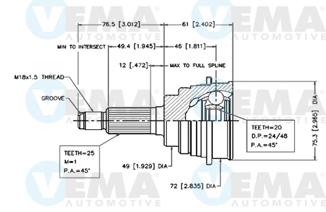 Joint Kit, drive shaft (18780)