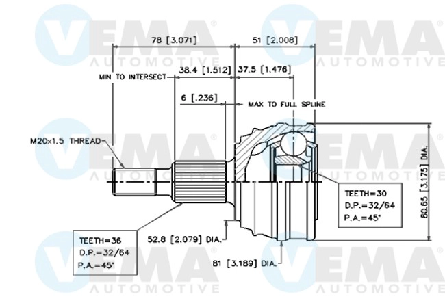 Joint Kit, drive shaft (18709)