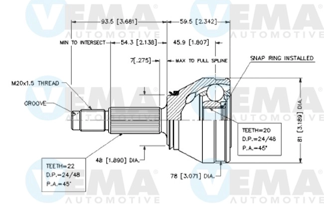 Joint Kit, drive shaft (18401)