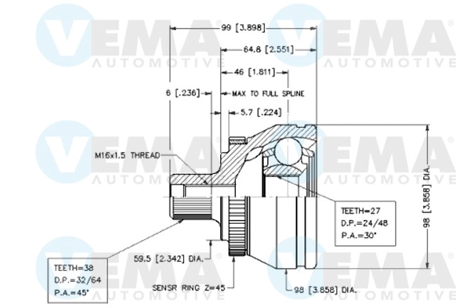 Joint Kit, drive shaft (18550)