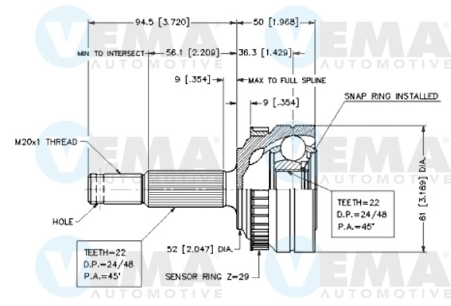 Joint Kit, drive shaft (18624)