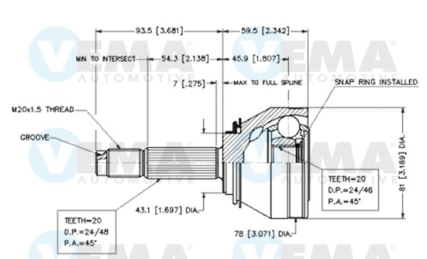 Joint Kit, drive shaft (18200)