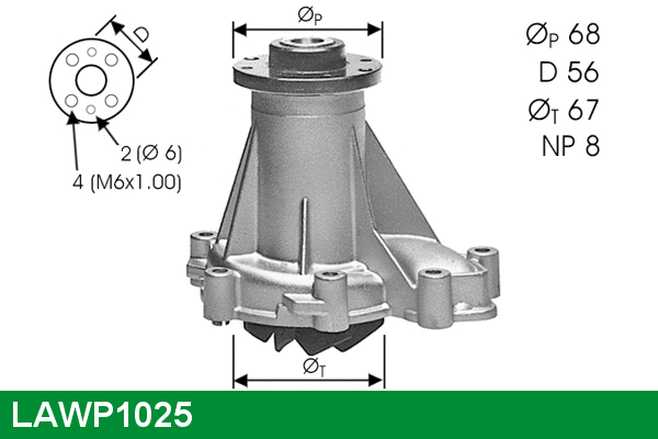 Water Pump, engine cooling (LAWP1025)