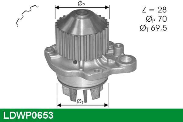 Water Pump, engine cooling (LDWP0653)