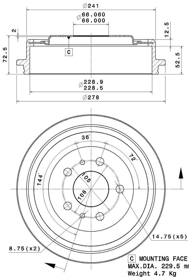Brake Drum (627.0271)