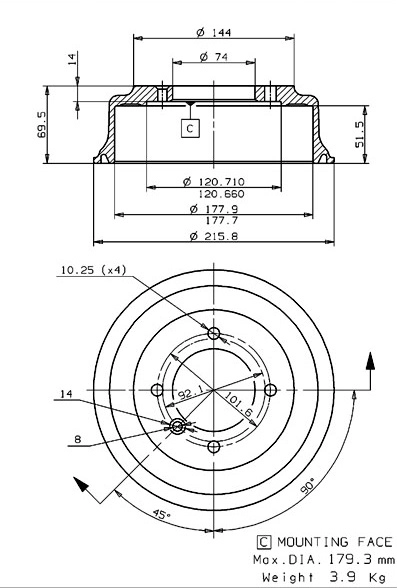 Brake Drum (627.0190)