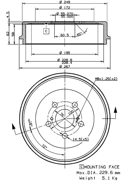 Brake Drum (627.0268)